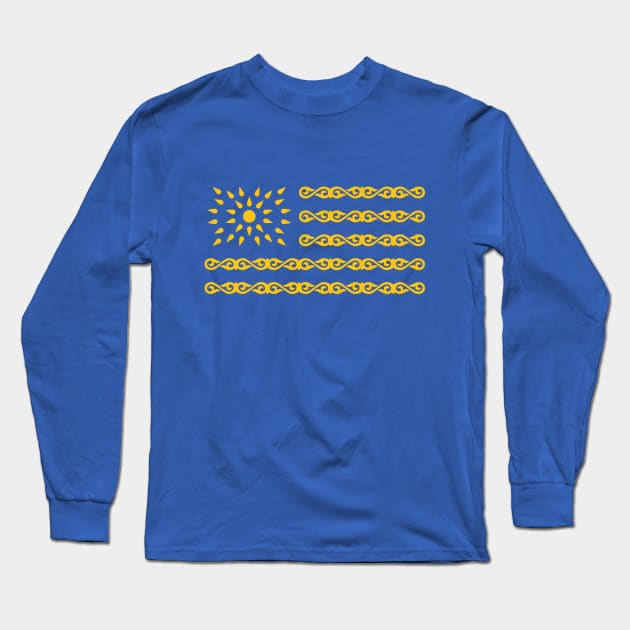 Ray-Spangled Banner (Horizontal) - Kazakh American - Long Sleeve T